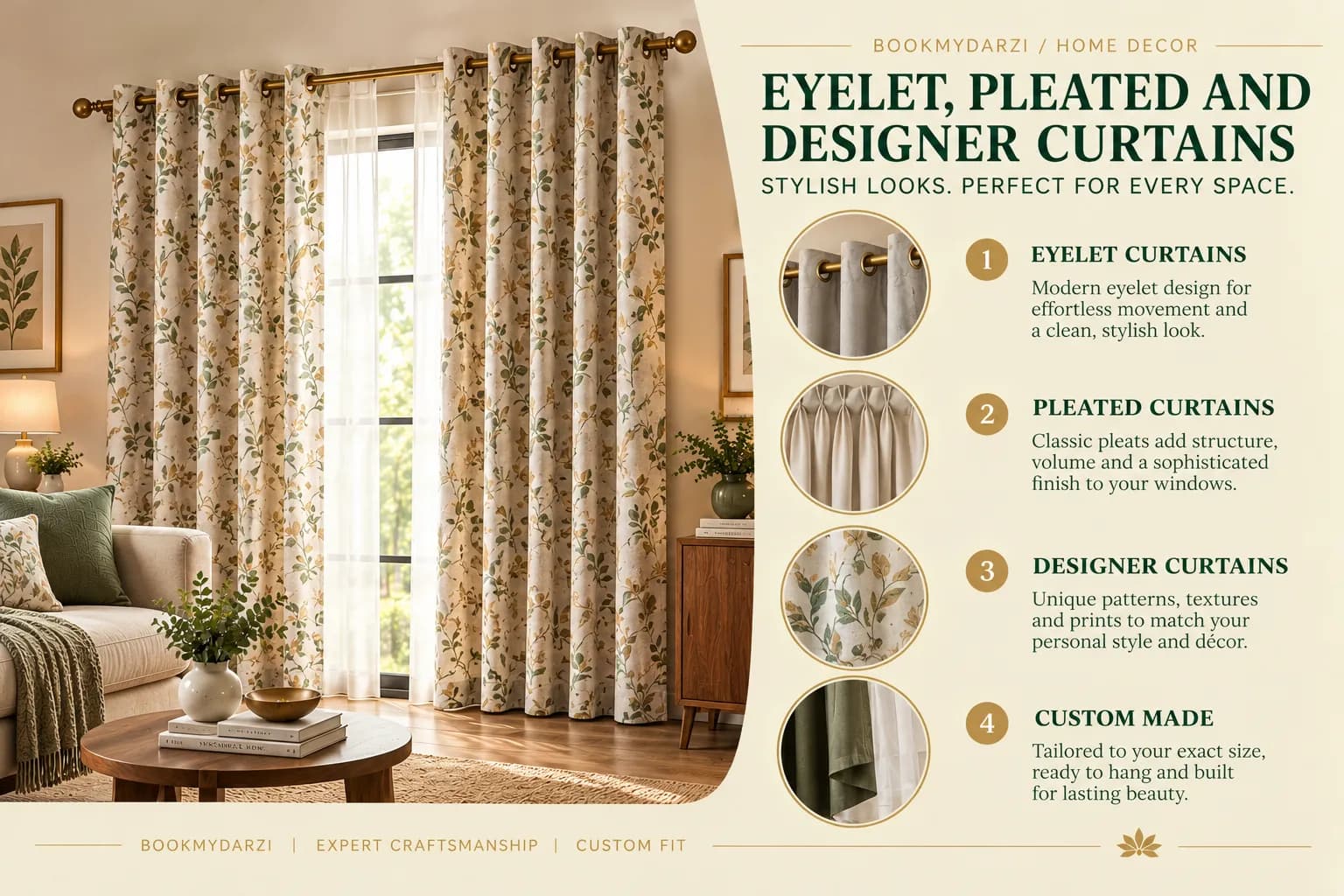 Eyelet, pleated and designer curtains