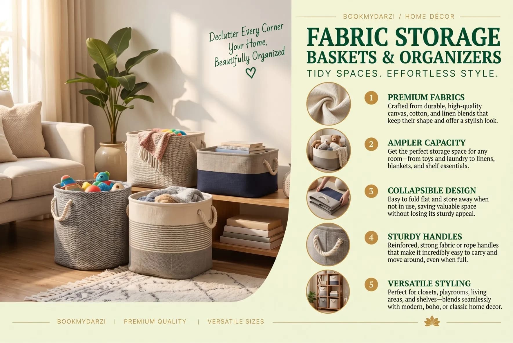 Fabric storage baskets